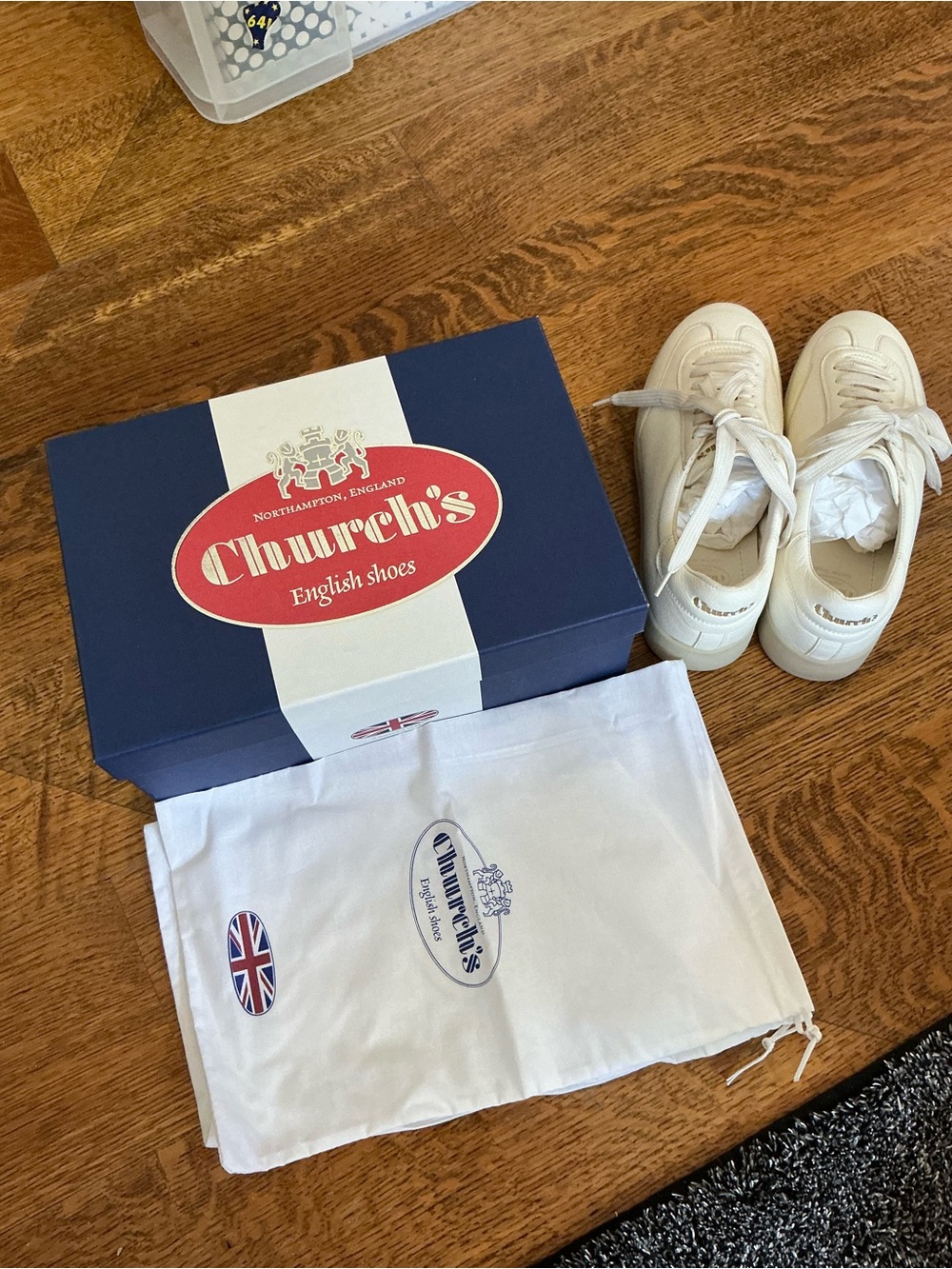Church's Women’s White Leather Sneakers - Classic Low-Top Size 38.5